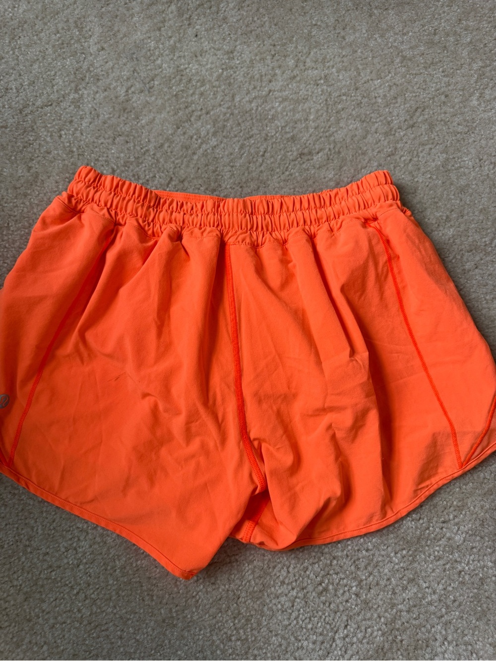 lululemon athletica Women's Neon Orange Running Shorts - Picture 3 of 4